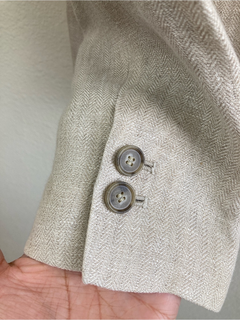 LOFT One Button Herringbone Blazer Size 8 Beige Linen Color Jacket - Picture 8 of 16
